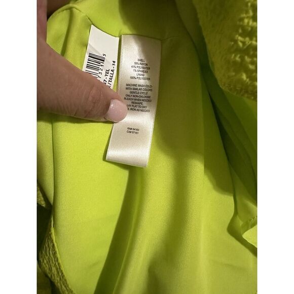 Eliza J Womens Lime Green Ruched Rayon Fit & Flare Dress Size 14 - Picture 6 of 8